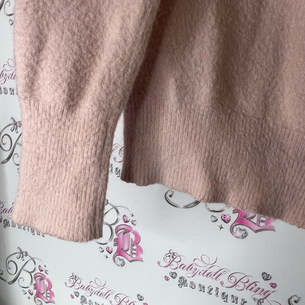 Bebe sweater furry fuzzy pink bling crystal rhinestone Swarovski - Picture 4 of 6